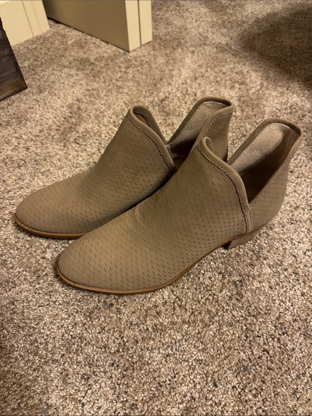 Lucky Brand Taupe Perforated Slip-On Ankle Booties